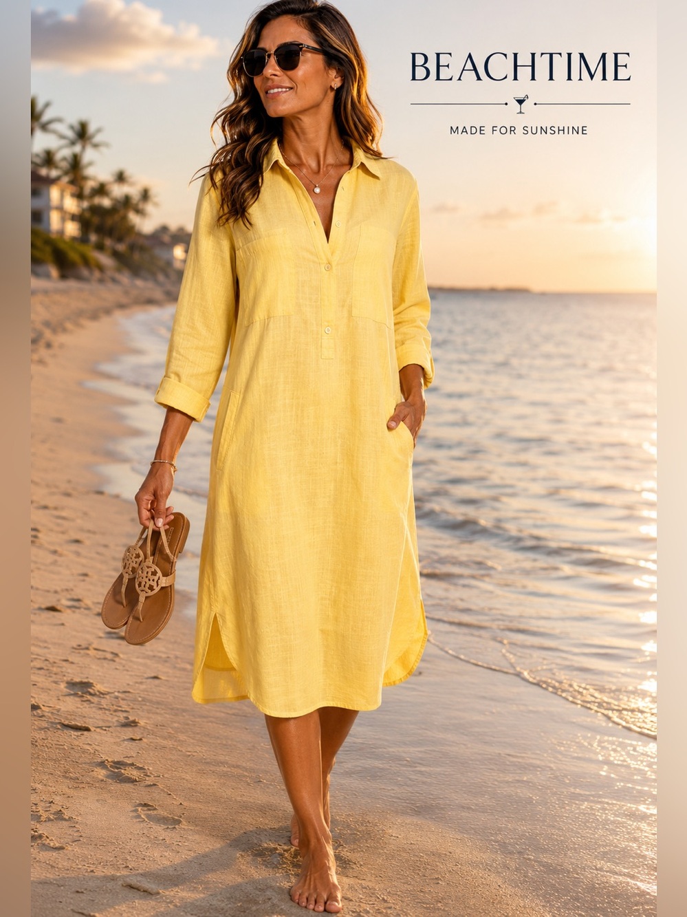 Zanzea Collection, Gold Shirt Dress, Timeless, Excellent Condition, Pockets, 4X